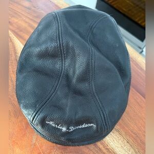 Vintage Harley-Davidson Leather Newsboy Ivy Cap Cabbie Hat L/XL Made in USA